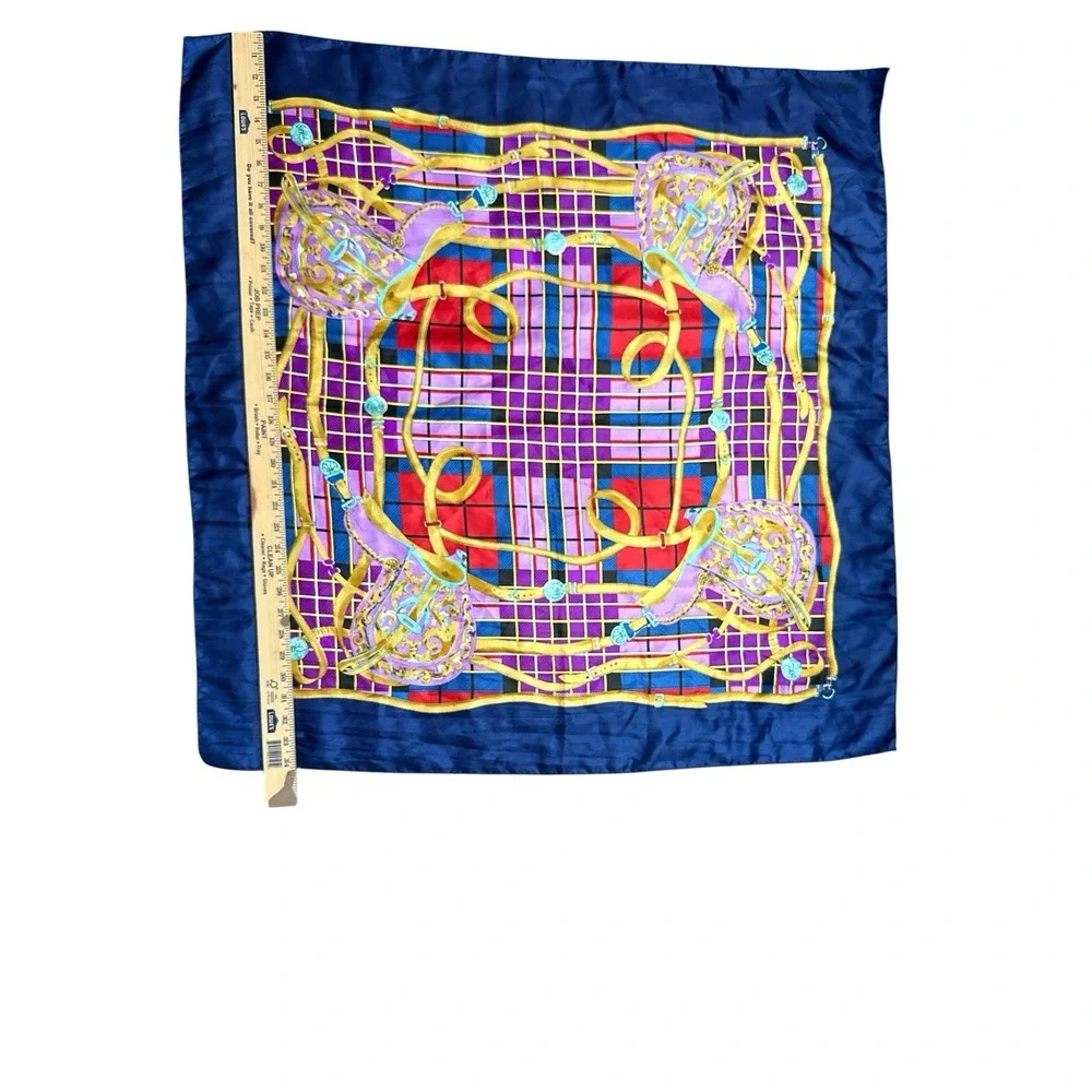 Vintage Korean Air Scarf Blue Gold Purple Red Turquoise etc Vibrant Colors‎